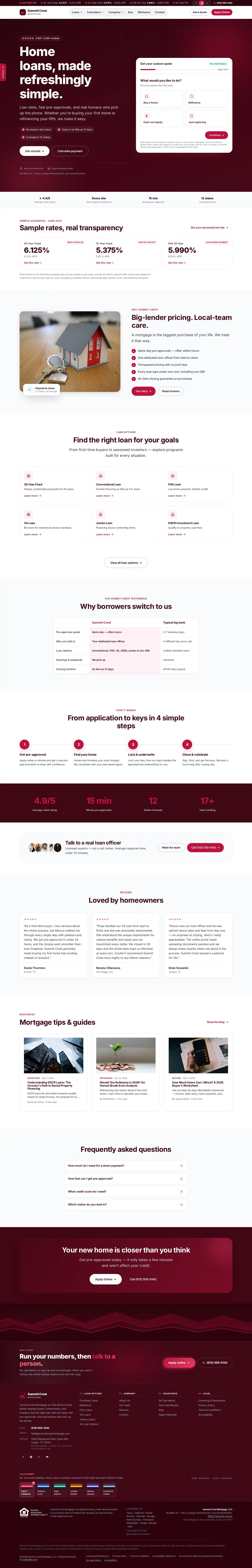 The home page of the Summit Crest Mortgage, Rose — August 2026 mortgage website design