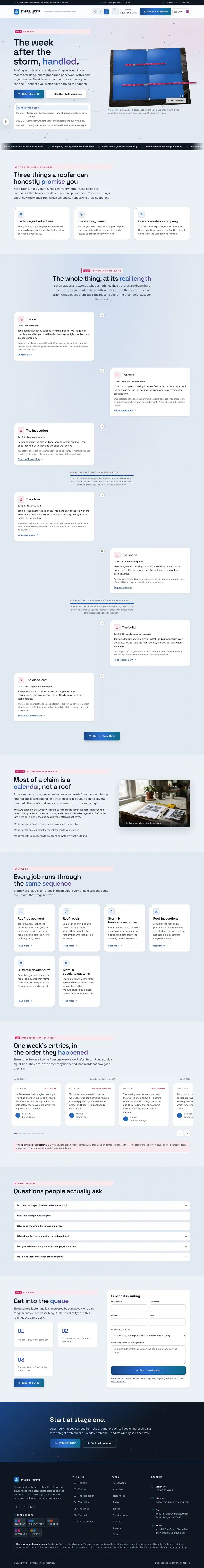 The home page of the Dryside Roofing roofing website design